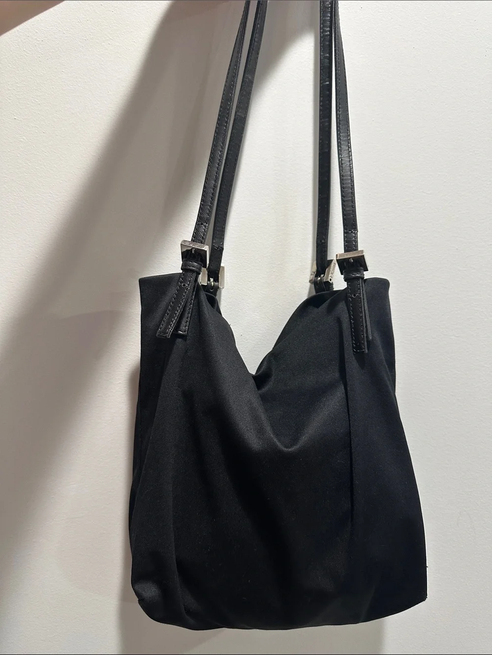 Fendi 90s Y2K Neoprene Hobo Shoulder Bag with Silver Accent AUTH